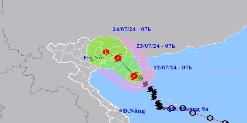 Vị trí hướng đi cơn bão số 02 vào Việt Nam